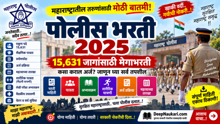महाराष्ट्रातील तरुणांसाठी मोठी बातमी! 15,631 जागांसाठी पोलीस दलात मेगाभरती, कसा कराल अर्ज? जाणून घ्या सर्व तपशील