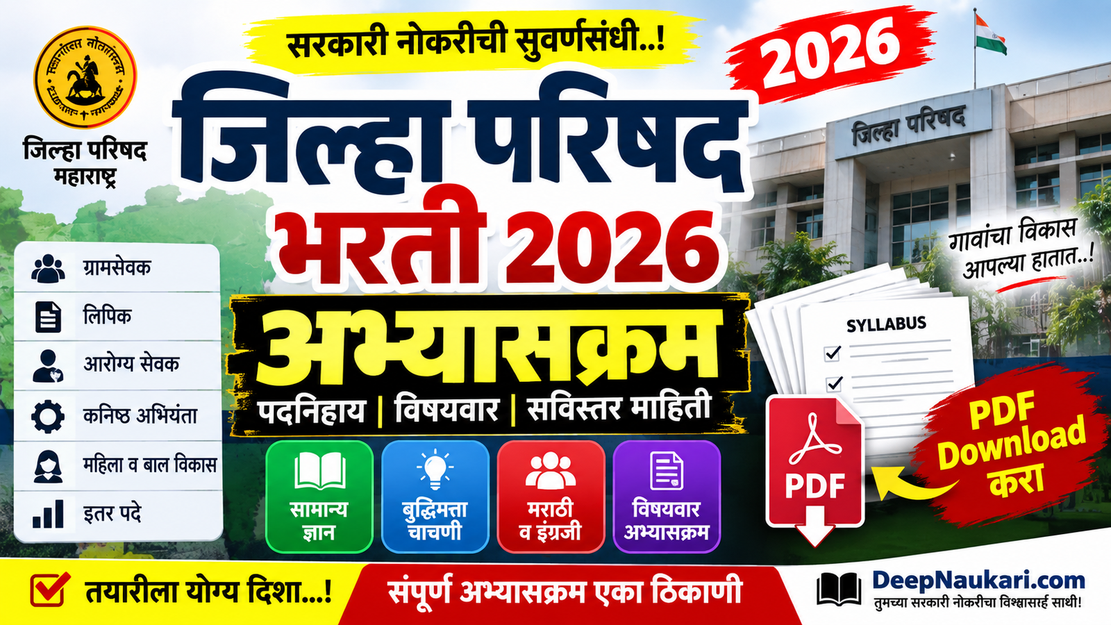 ZP Bharti Syllabus 2026 – जिल्हा परिषद भरती अभ्यासक्रम PDF
