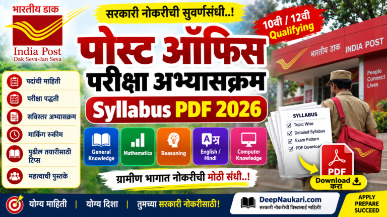 पोस्ट ऑफिस परीक्षा अभ्यासक्रम | Post Office Syllabus PDF 2026
